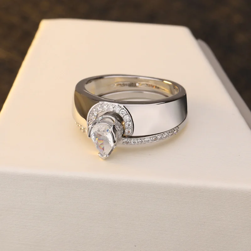 S925 sterling silver ring, new mozzarella diamond combination zircon set ring, creative engagement ring