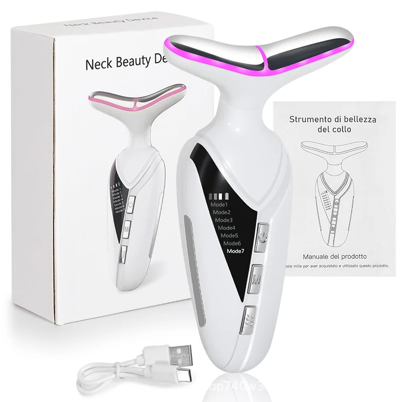 

Neck massager Neck pattern nasolabial folds Neck beauty artifact Micro current color light massager