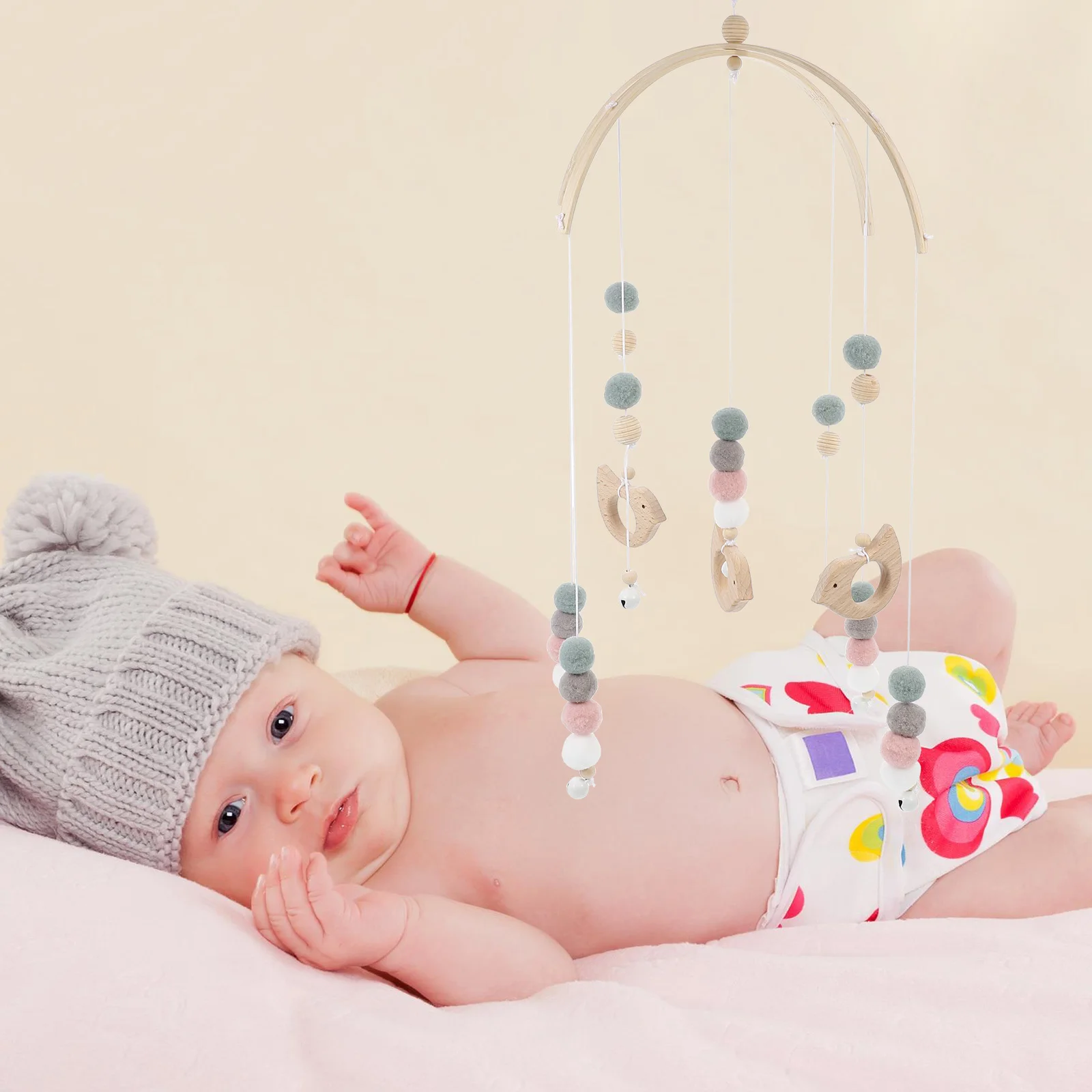 Hangend decor voor kinderkamer kinderkamer kraamcadeau houten babybedje mobiel plafond wieg mobiele vogelhanger