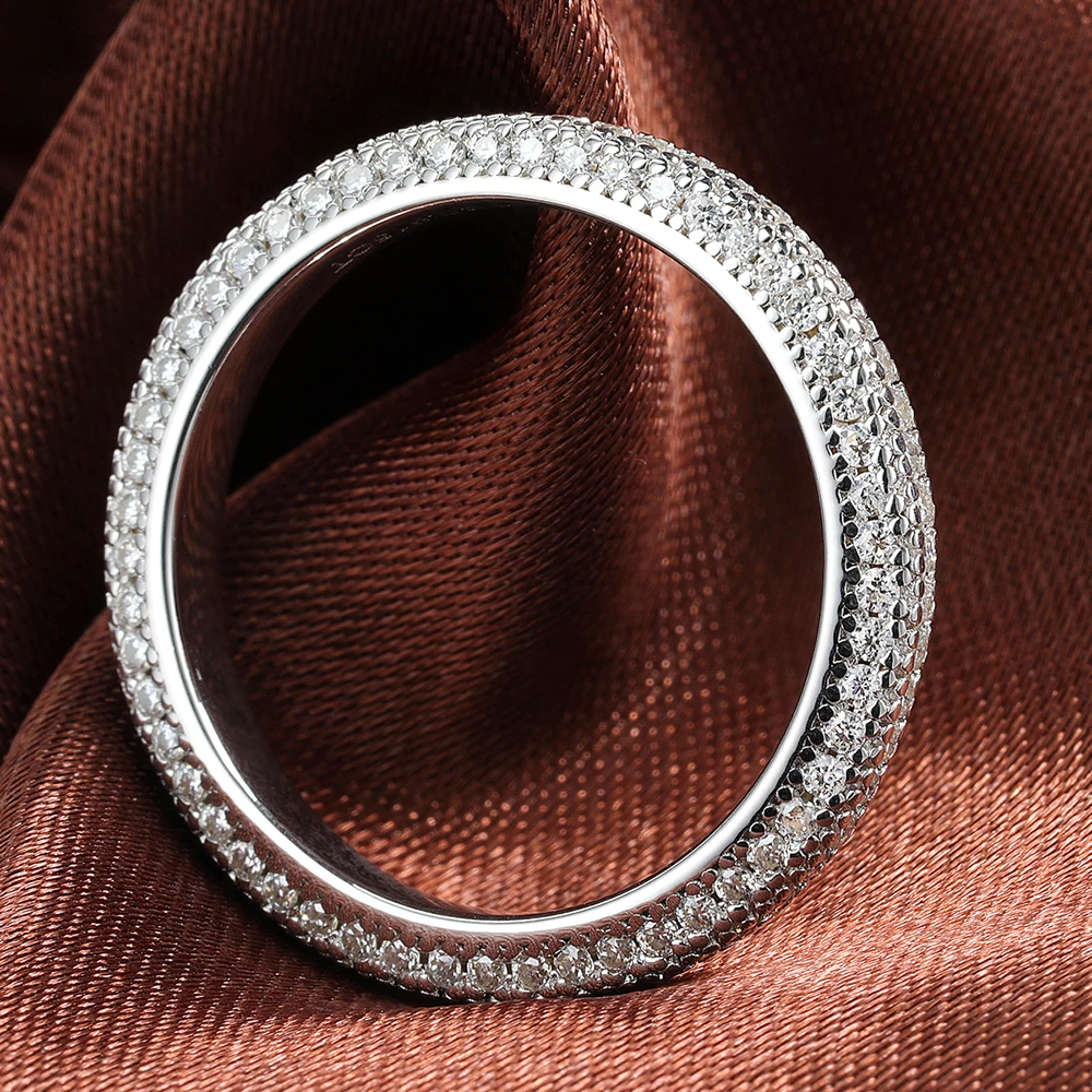 Serenity Full Moissanite Row Rings for Women Gift Sparkling D Color Lab Diamond Wedding Rings S925 Sterling Silver Bands Jewelry