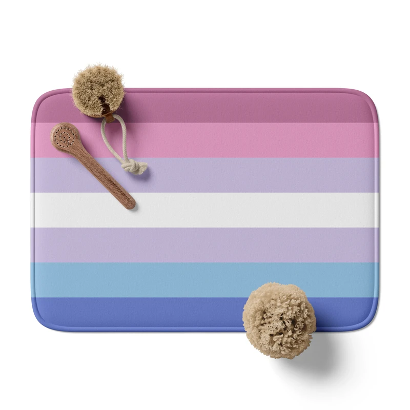 

Gaslight Gatekeep Girlboss Bigender Pride Flag Bath Mat with Non Slip Base Absorbent Super Cozy Flannel Bathroom Rug Carpet