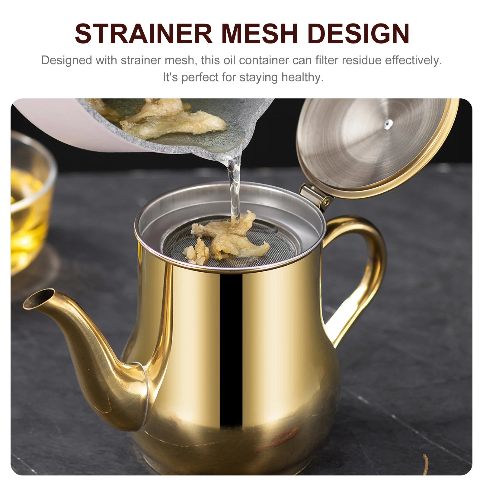 

Stainless Steel Dispenser Bottle Kitchen Storage Container Strainer Mesh Cooking Oil Bacon Grease Vinegar Practical