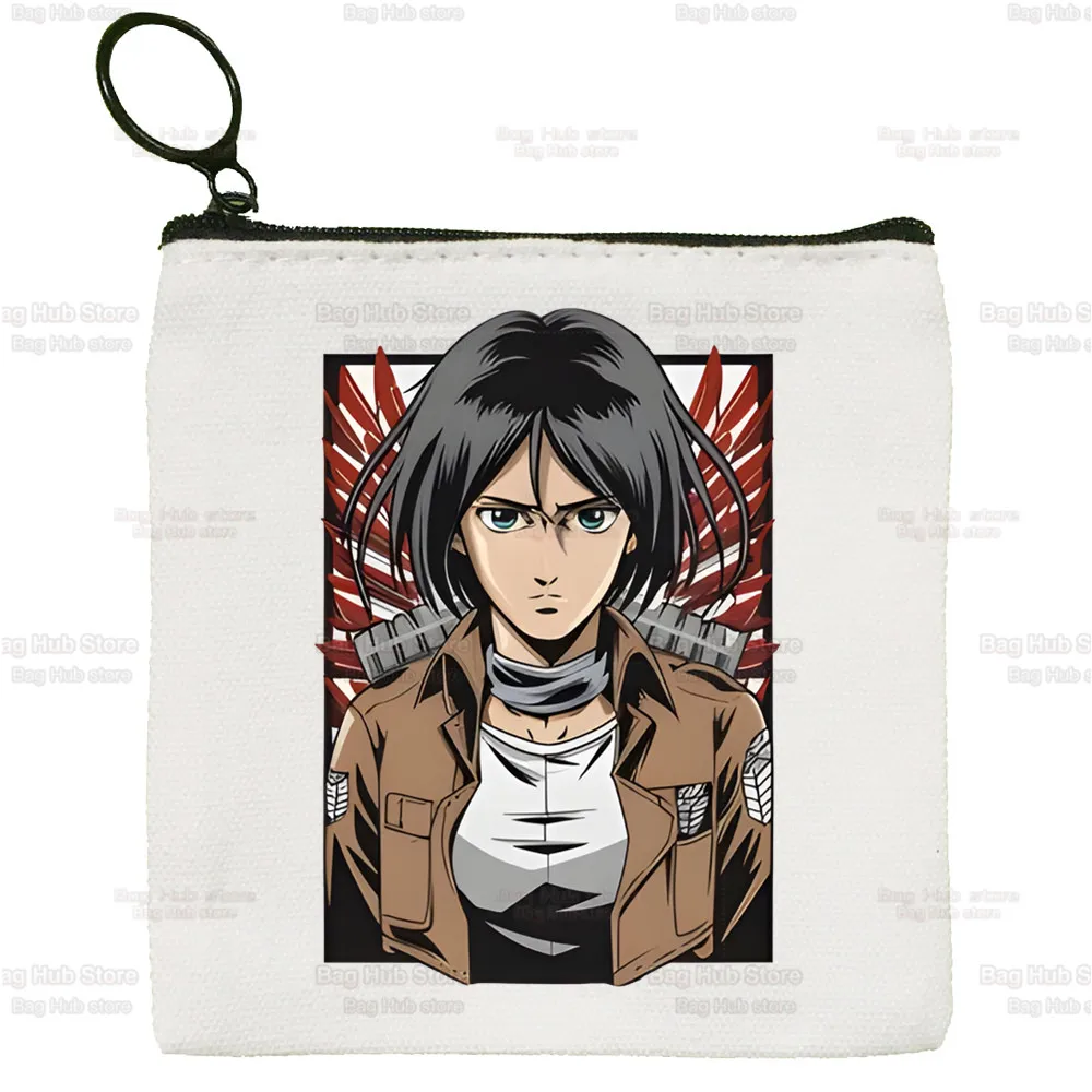 Carteiras vintage com titulares de cartão, Mikasa Ackerman, bolsa masculina, bolso de moedas, função menino e menina