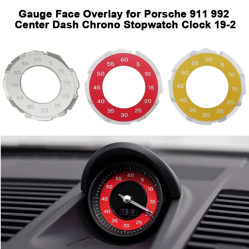 Gauge Face Overlay for Porsche 911 992 Center Dash Chrono Stopwatch Clock 19-22