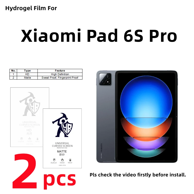 

2pcs HD Hydrogel Film For Xiaomi Pad 6S Pro Matte Screen Protector For Xiaomi Pad 6S Pro Clear/Frosted Full Cover Protection