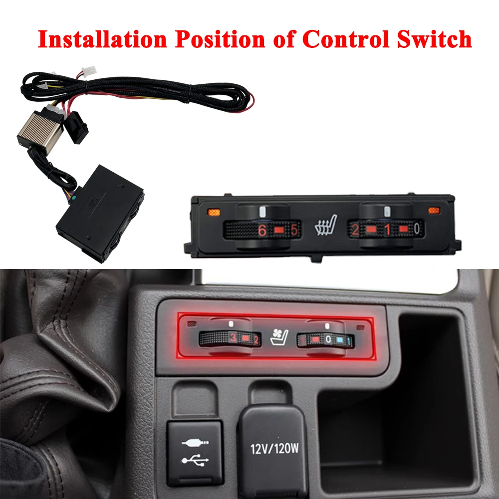 NEW DC 12V Car Seat Heater Switch 6-Levels Heated Switch Replace For Toyota Prado Car Auto Interior