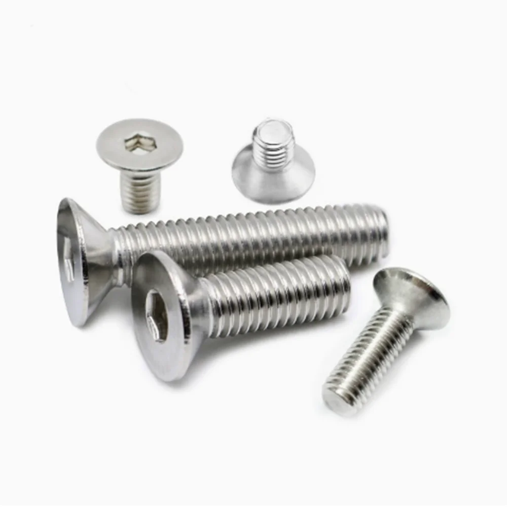 5-100Pcs 304 Stainless Steel Flat Head Hex Socket Screws Countersunk Allen Bolts M3*3-100 for Equipment Assembly DIY Project