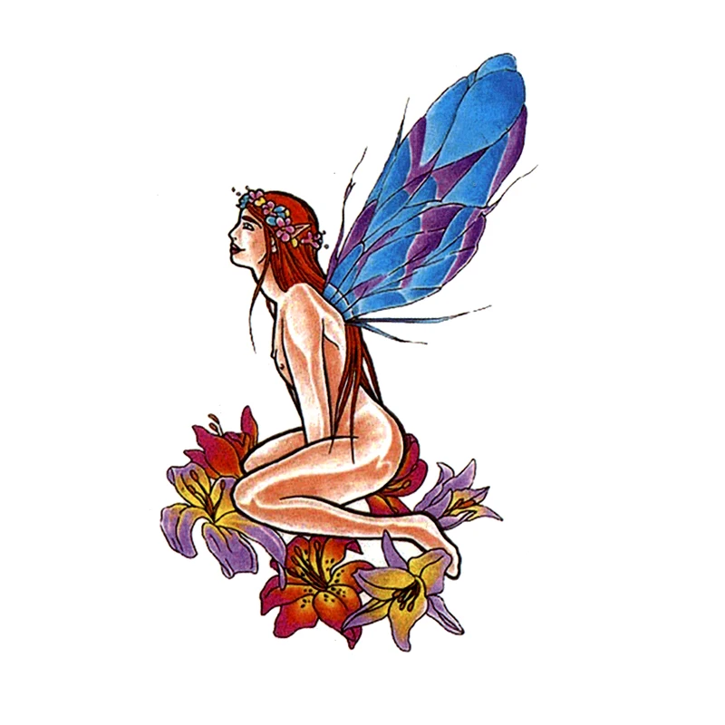 Flower Fairy Waterproof Temporary Tattoos Men Body Art Feminino Fake Tattoo Stickers Tatuaje Temporal Fake Tatoos beauty Tatto
