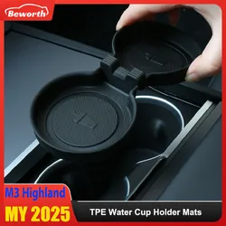Water Cup Mat for Tesla New Model 3 Y YL Juniper 2025 2026 Launch Highland 2024 Central Control Cup Mat TPE Waterproof Anti-Slip