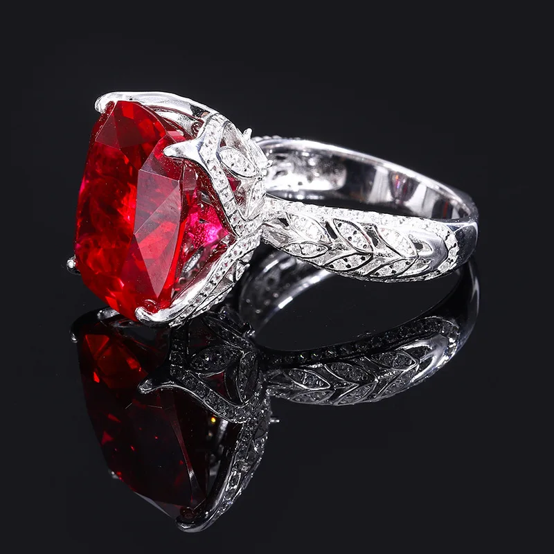 

Jewelry with copper base and gold plating, vintage fashion colorful gemstone red corundum, 14*16mm vintage ring for women