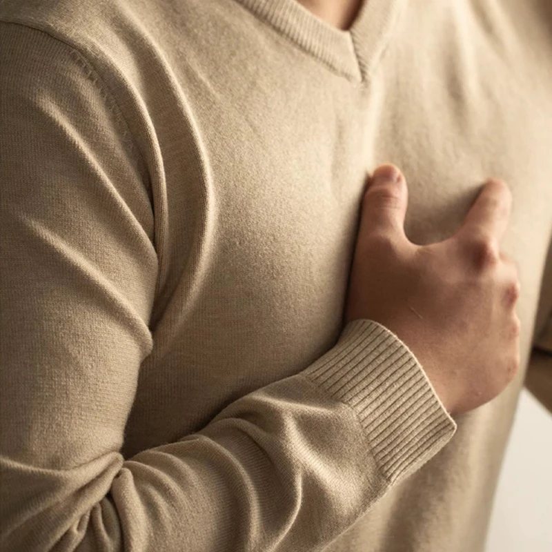 

Мужской вязаный пуловер с длинными рукавами, осенне-зимний теплый классический свитер, легкий черный, светло-серый свитер