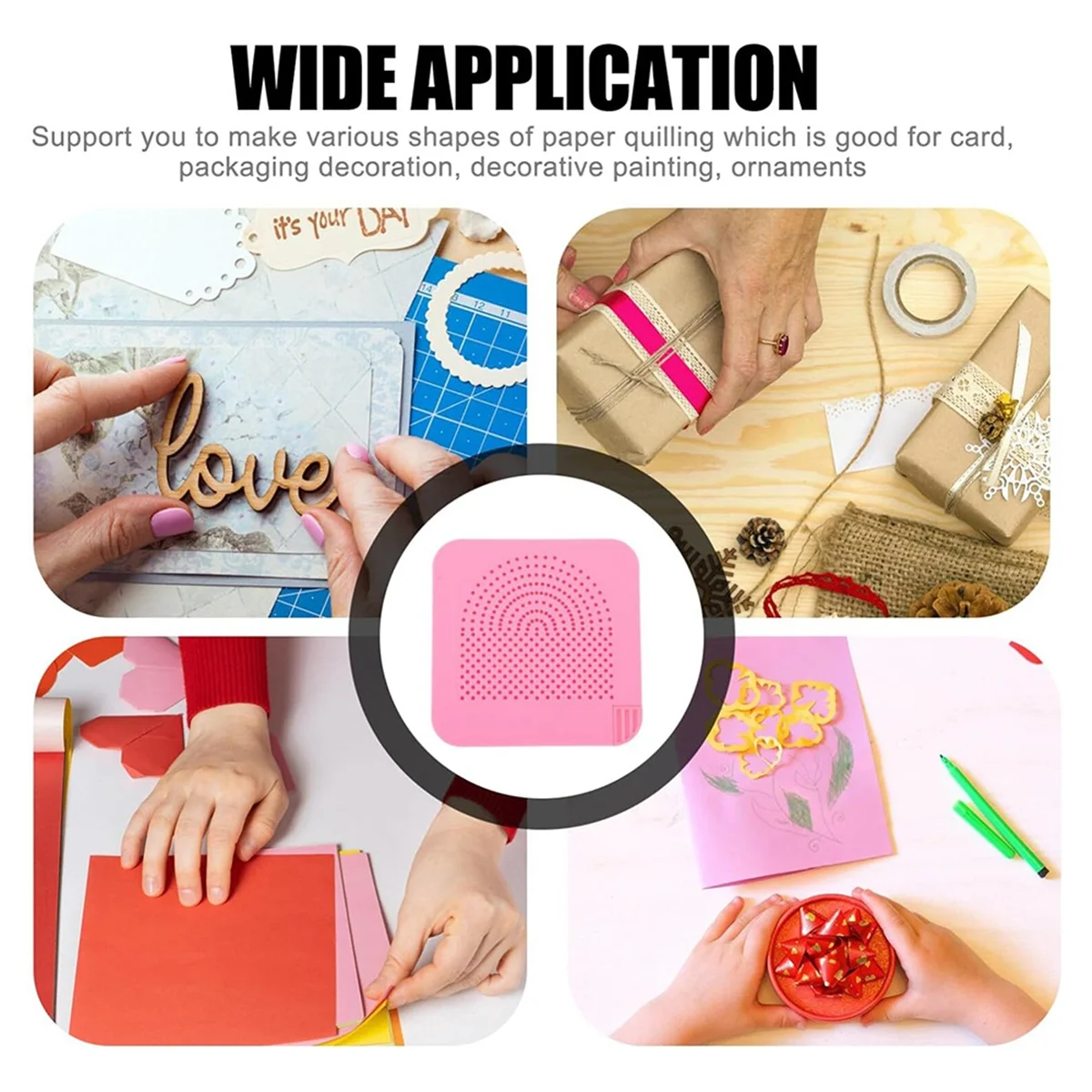 กระดาษ Quilling Board Quilling ถัก Board Quilling เครื่องมือ Quilling Grid Board Husking Board พร้อม Pins สีชมพู