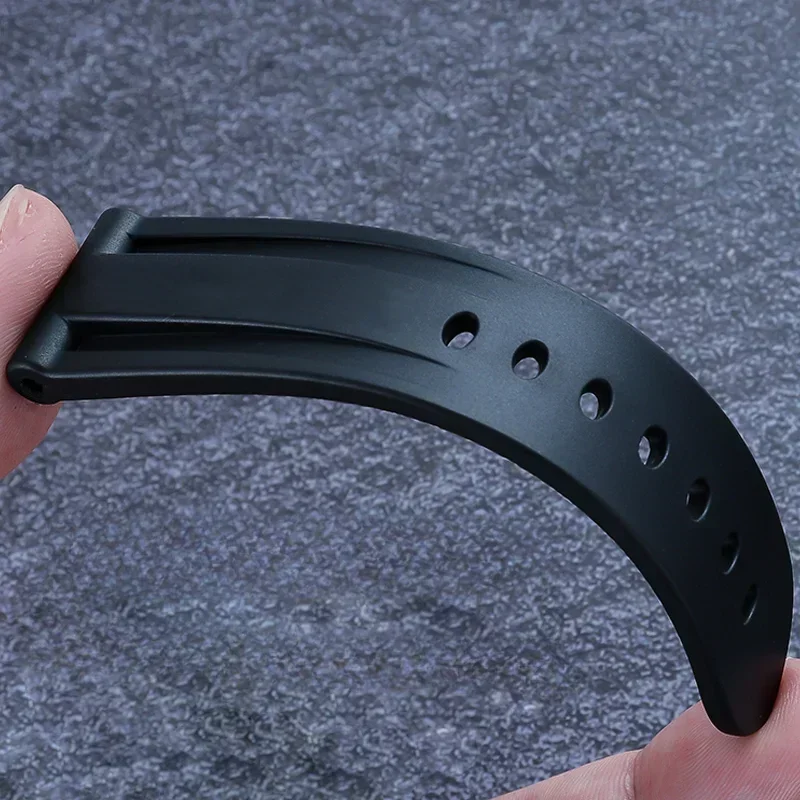 Waterproof Natural Soft Rubber Watchband for Panerai Pam441 359 111 Series 24mm Black Blue Red Silicone Steel Buckle Watch Strap