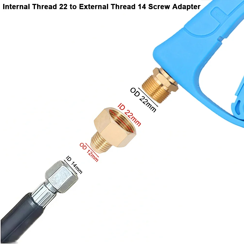 M22 Female to M14 Male Brass Adapter Pressure Washer Connector Quick Connect Fitting for High Pressure Gun Hose 4500 PSI