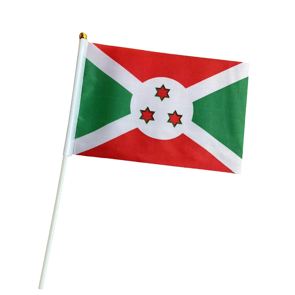 14*21cm Burundi Hand Flag, Burundian National Flag World African Countries Hand Held Small Waving Flag