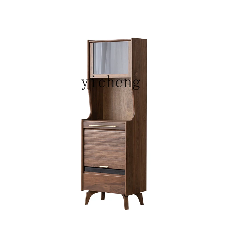 

XL Black Walnut Solid Wood Living Room Clothes Closet Clothes Closet Kitchen Side Cabinet Multi-Functional Storage Cabinet