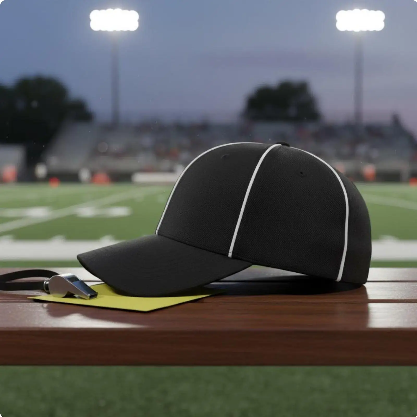 Professional Football Referee Hat Set with Two Yellow Flags Whistle and Numbered Indicators for Field Officials