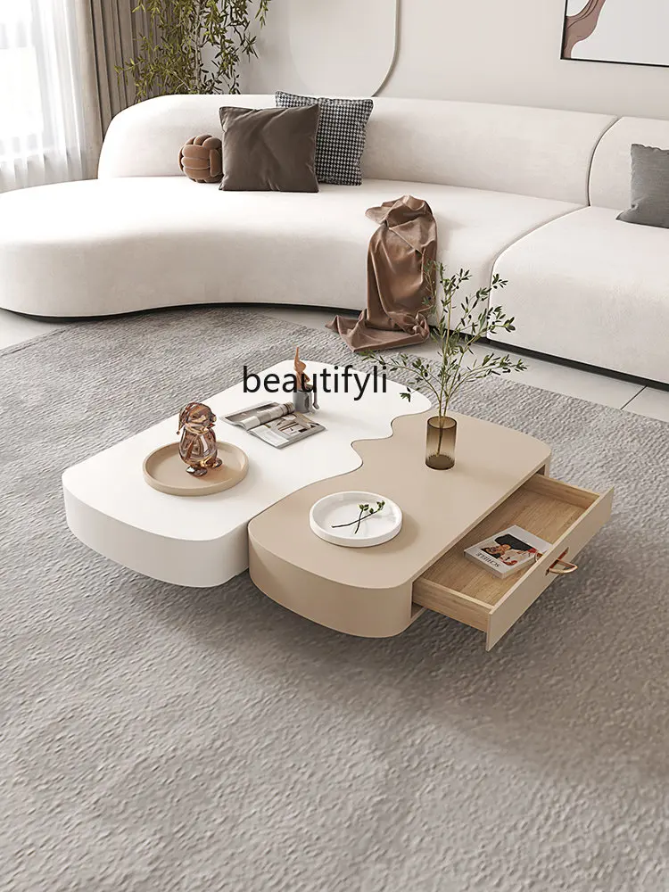 

zq French Cream Style Suspended Tea Table Living Room Home Modern Minimalist Creative Tea Table