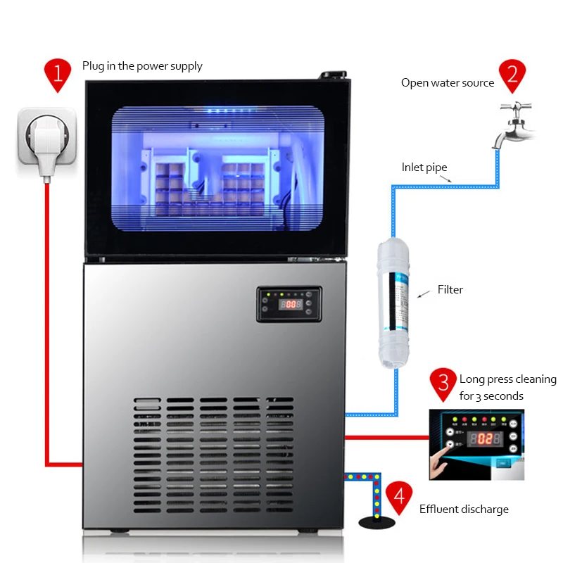 

GSN-Z9 60KG Ice Makers bottled water ice machine commercial ice cube machine 220V home ice maker