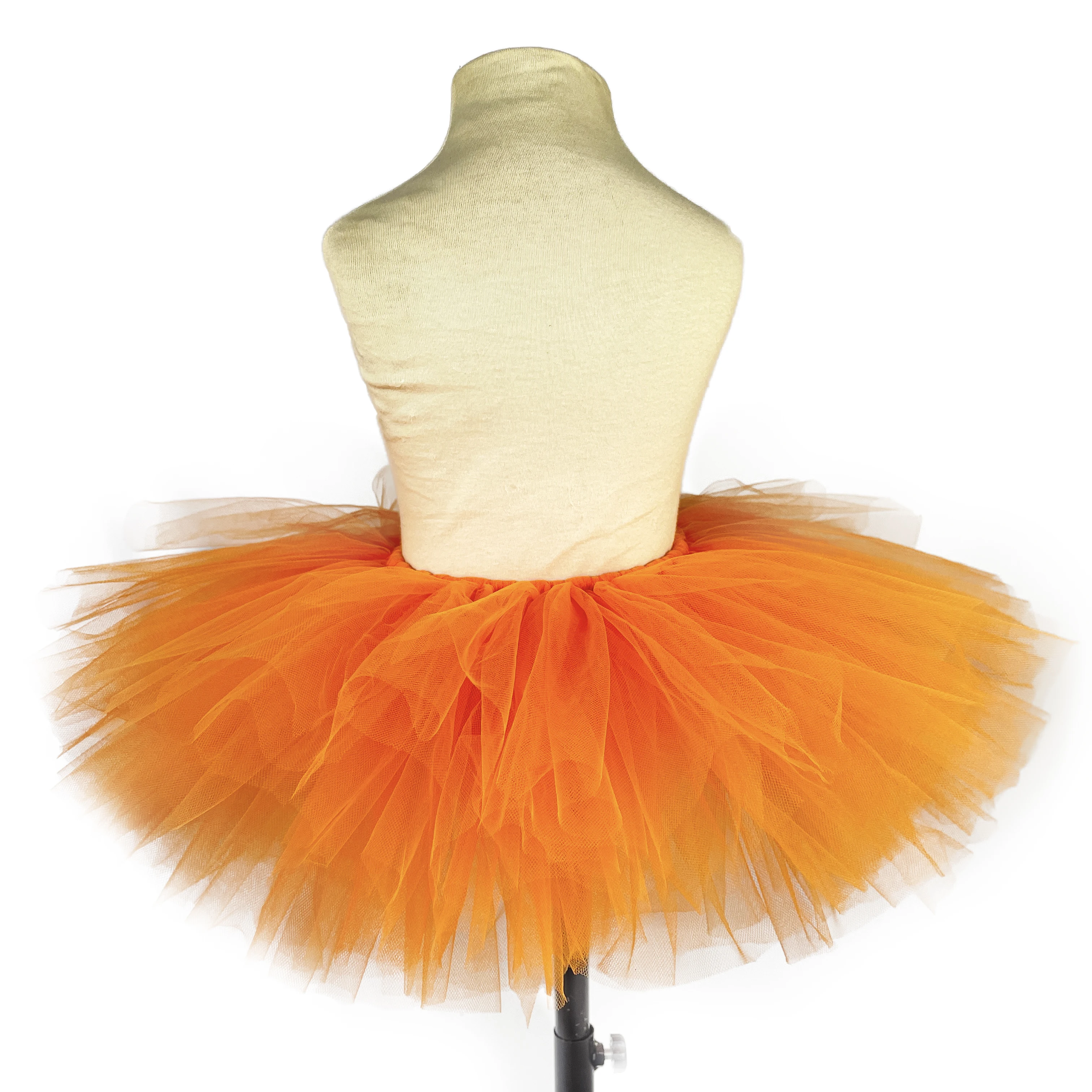 Girls Orange Pumpkin Tutu Skirts Baby Ballet Tulle Pettiskirts with Hairbow Kids Birthday Halloween Cosplay Party Costumes Skirt