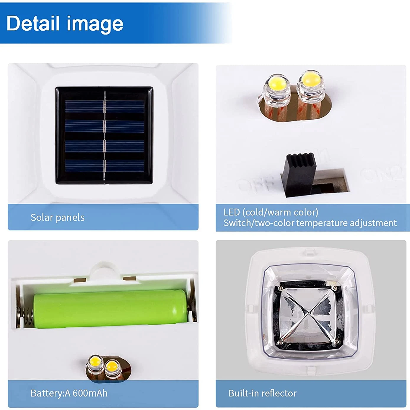Luci a tappo per palo solare 2 modalità di illuminazione Luci a LED per tappo per recinzione per ponte per pali in legno Decorazione da giardino Bianco caldo