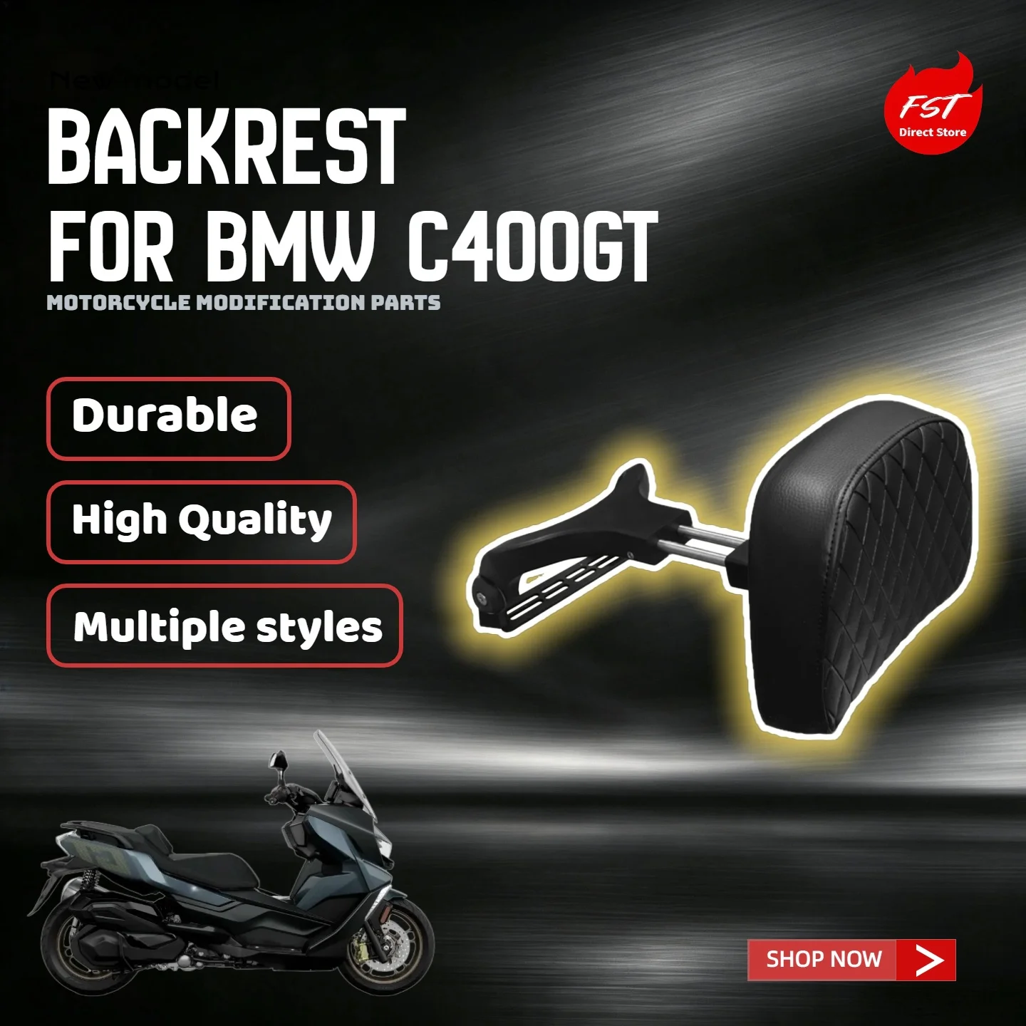 For BMW C400GT Adjustable Retractable Foldable Riding Waist Support Rear Backrest Modification Parts