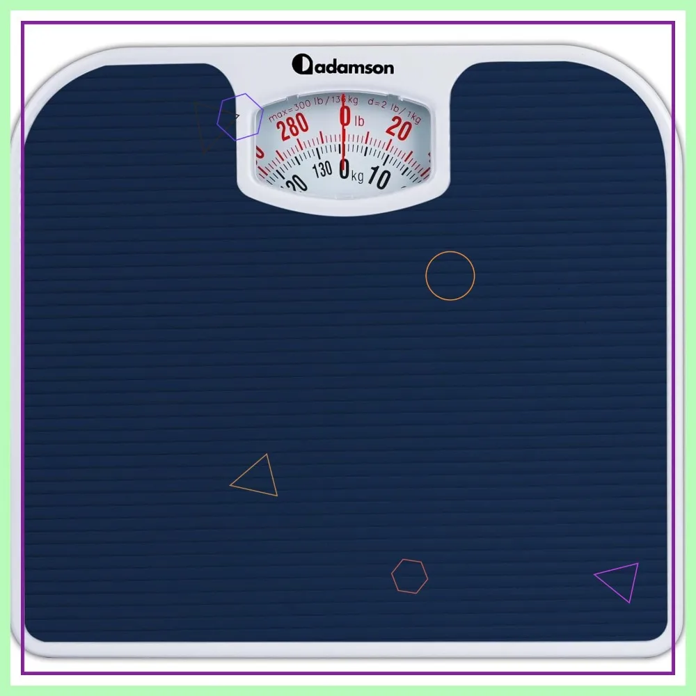 

Analog Bathroom Scale - Up to 300 LB, Anti-Skid Rubber Surface, Large Numbers, Durable with 20-Year Assurance, Blue