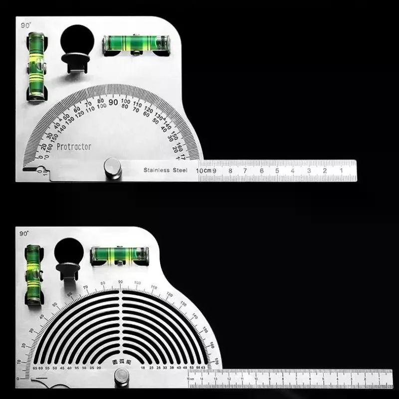 1 قطعة عالية الدقة قابل للتعديل 180 ° مسطرة زاوية - أداة قياس متحركة متعددة الوظائف من الفولاذ المقاوم للصدأ لأعمال النجارة #1
