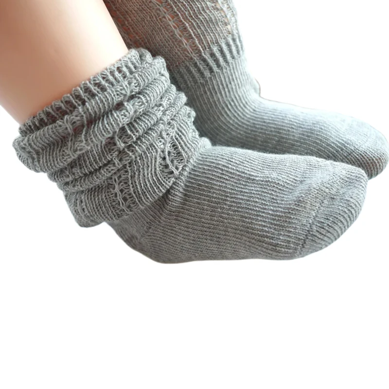 Spring Autumn Children Hollow Knitting Loose Cotton Slouch Socks Kids Boy Girl Mid-Calf Solid Color Children\'s Leg Warmer