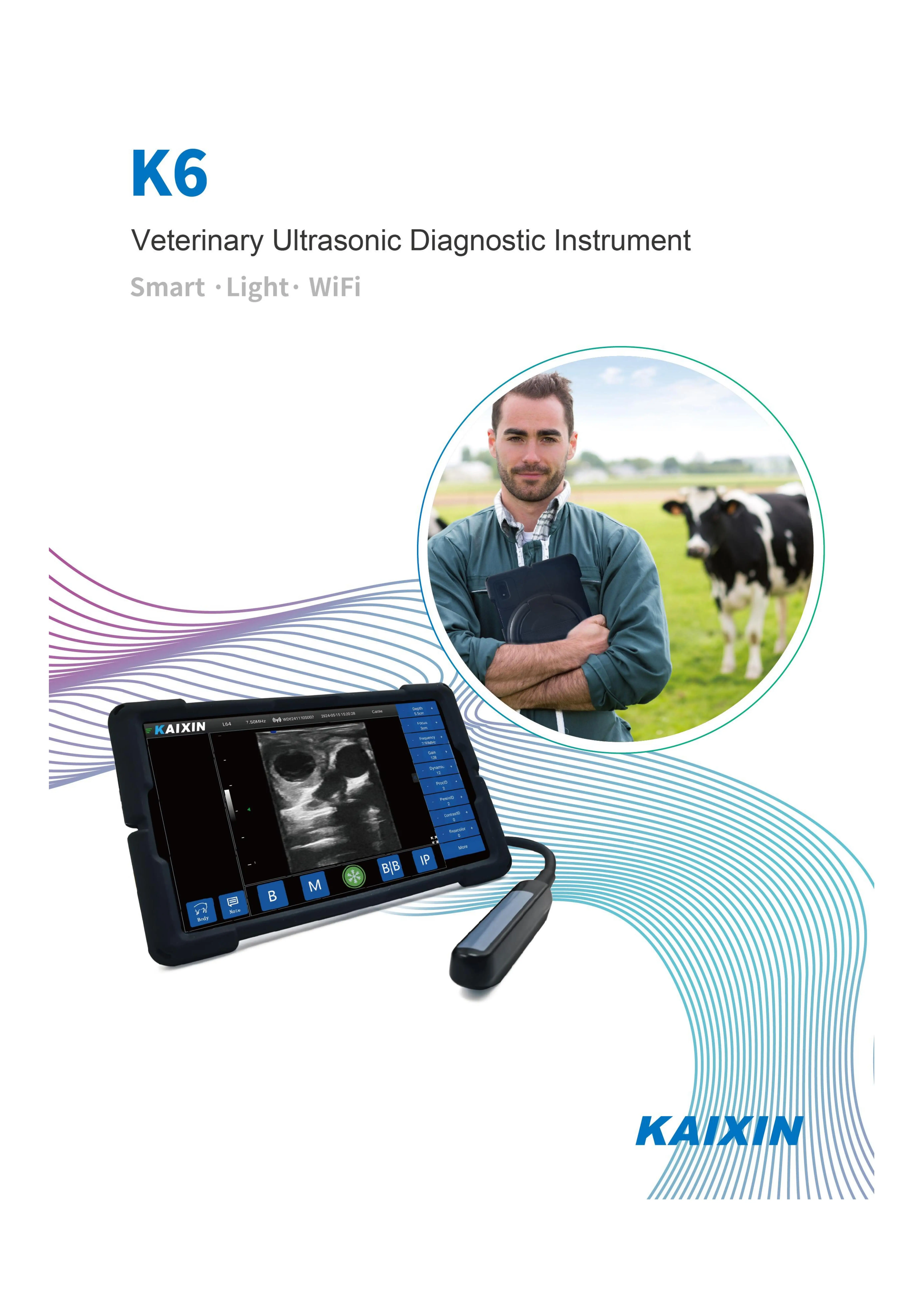 Kaixin K6 5G WIFI Wireless Veterinary Big Animal Cattle Horse Cow Sheep Transrectal Probe Ultrasound Scanner Machine