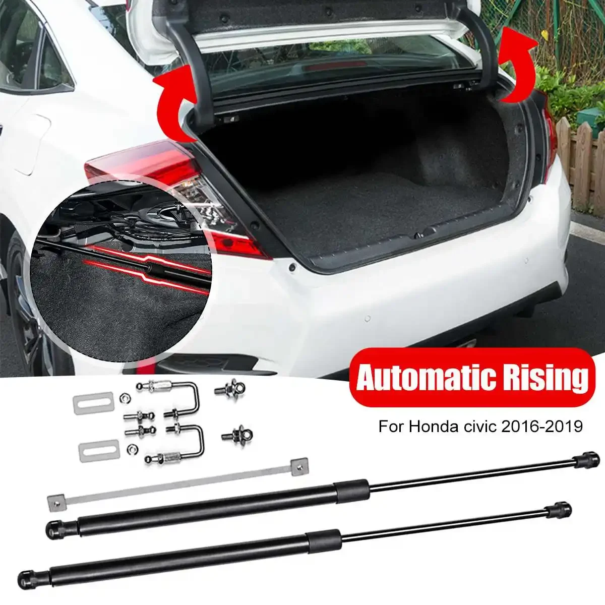 

2PCS Automatic Rising Car Rear Trunk Door Lifting Support Gas Shock Hydraulic Rod Strut Bars For Honda Civic 2016-2020 Body Kit