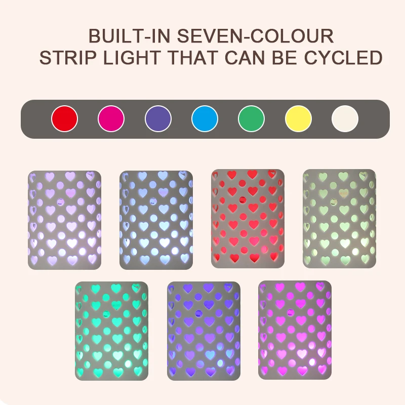 Aroma Diffuser Machine Timing Function Hollow Heart Ultrasonic Air Humidifier Mist Maker Home Decorations with LED Night Lights