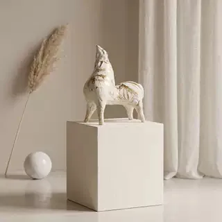 Ceramic Pegasus Ornament Handmade White Gold Decoration Home Crafts