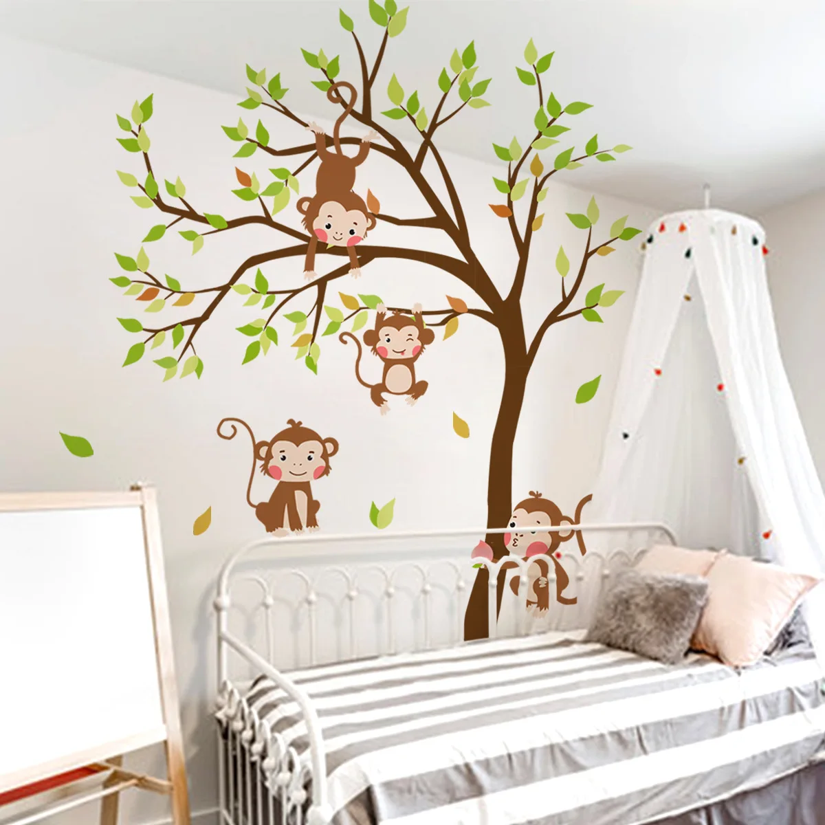 6pcs Cartoon Forest Animal Monkey Tree Wall Stickers Children's Room Kindergarten Decorative Background Mural Wall Sticker Ms571