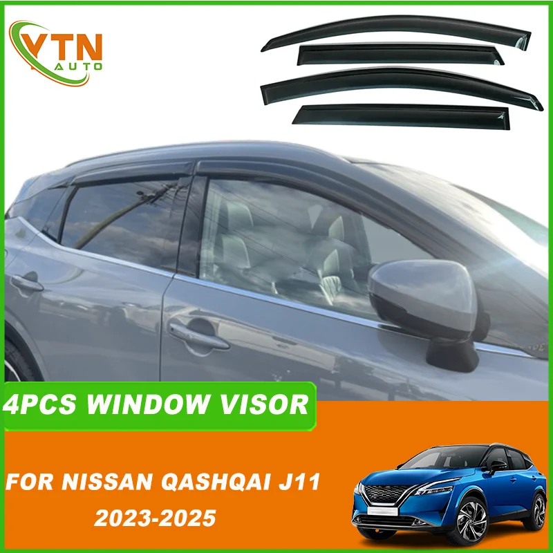 

For Nissan Qashqai J12 2023 2024 2025 2026 Car Side Window Wind Deflectors Vent Visors Sun Wind Rain Shield
