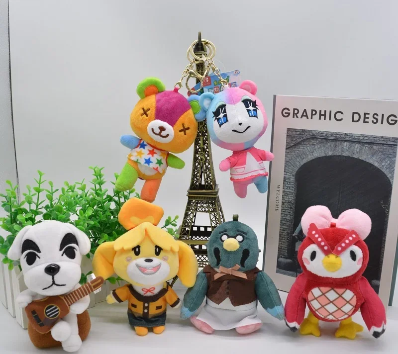 Animal Crossing Isabelle KK Figure Plush 15cm KeyChain Doll Kids Collection Marshal Fauna Anime Model Kids Gifts