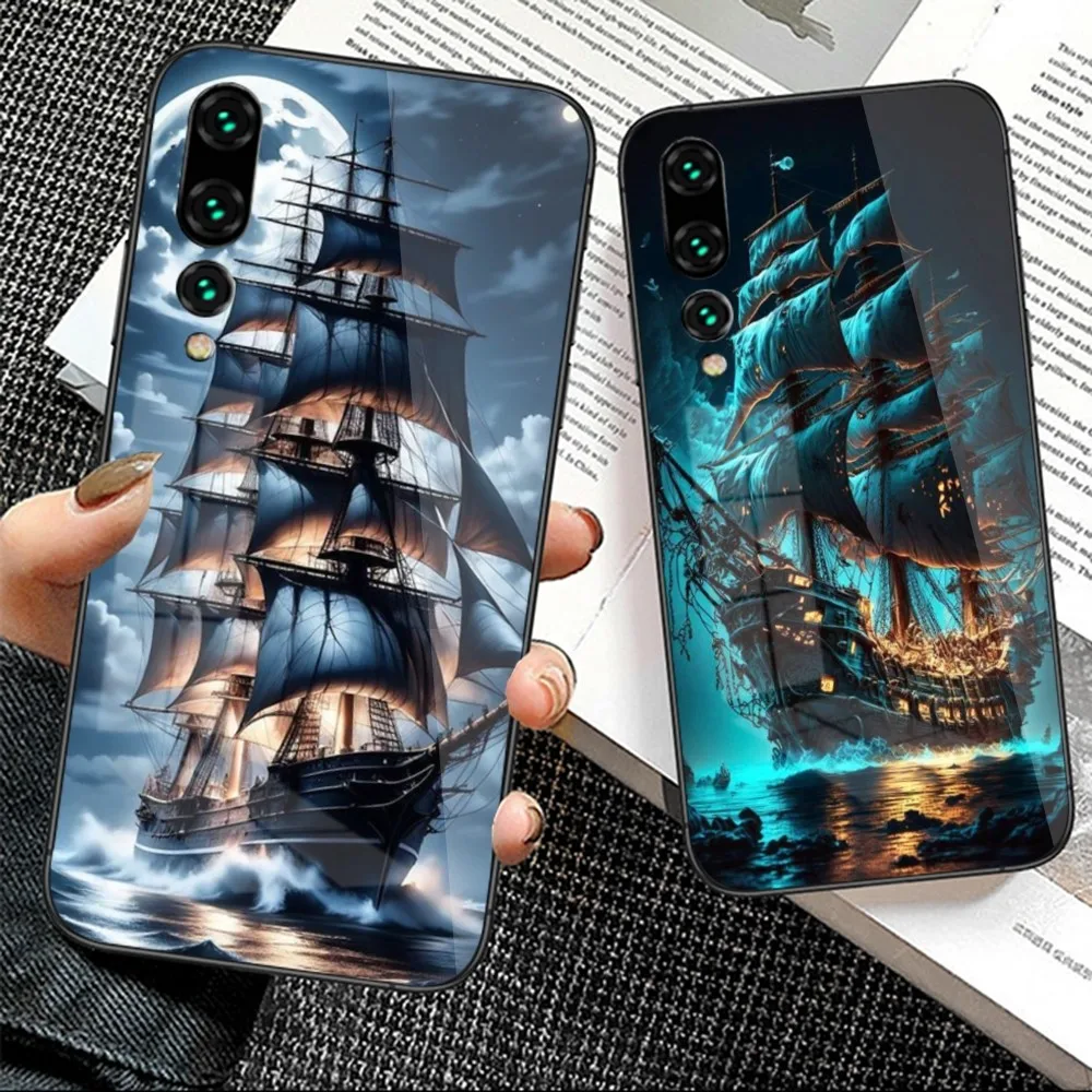 Pirate Corsair Mobile Cell Phone Case for Huawei P50 P40 P30 P20 Pro Mate 40 30 20 Pro Nova 9 8 7 PC Glass Phone Cover Funda