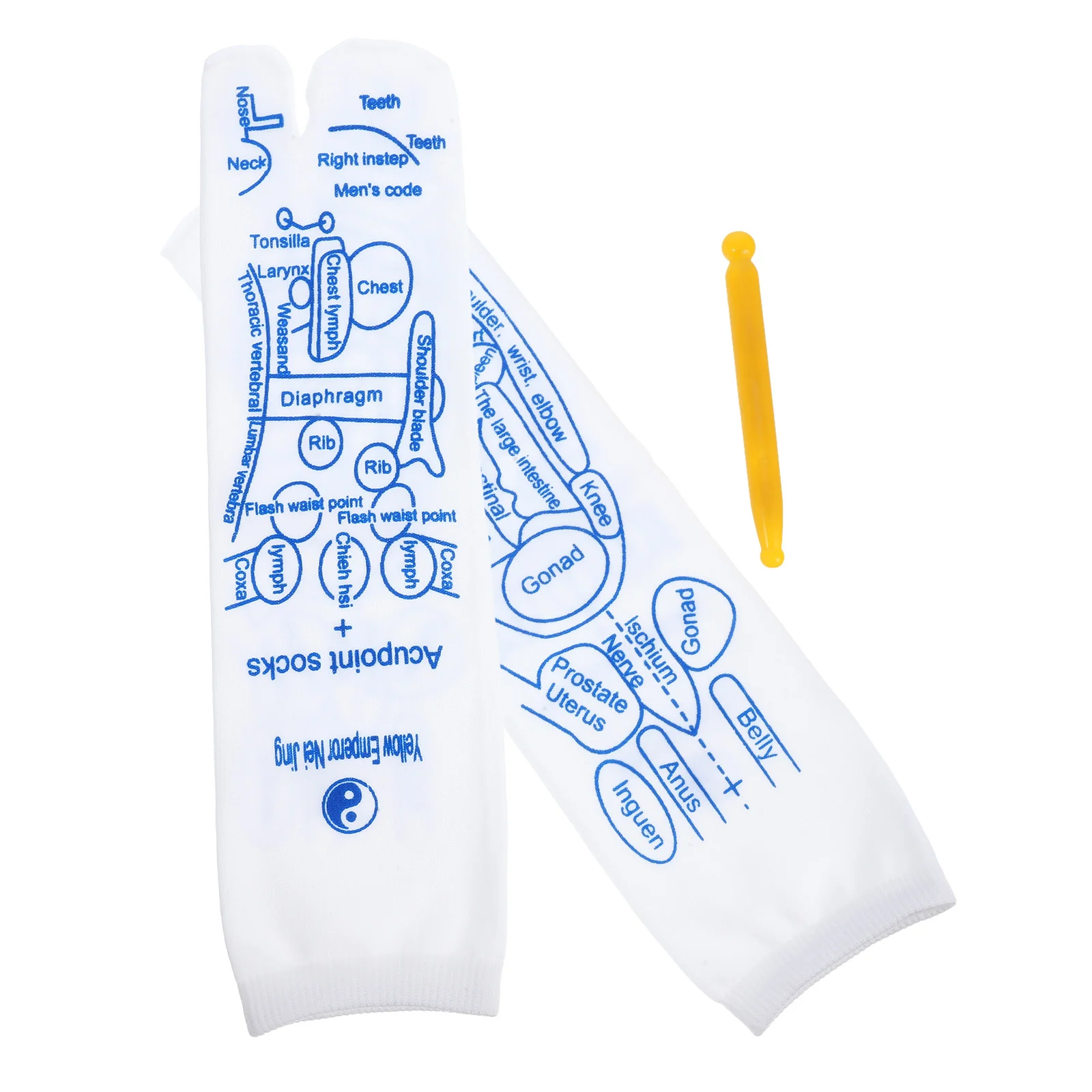 

1 Set Of Acupressure Socks With Massaging Stick Reflexology Foot Socks Elastic Sweat-Absorbing Thickened Bottom Warm For Autumn