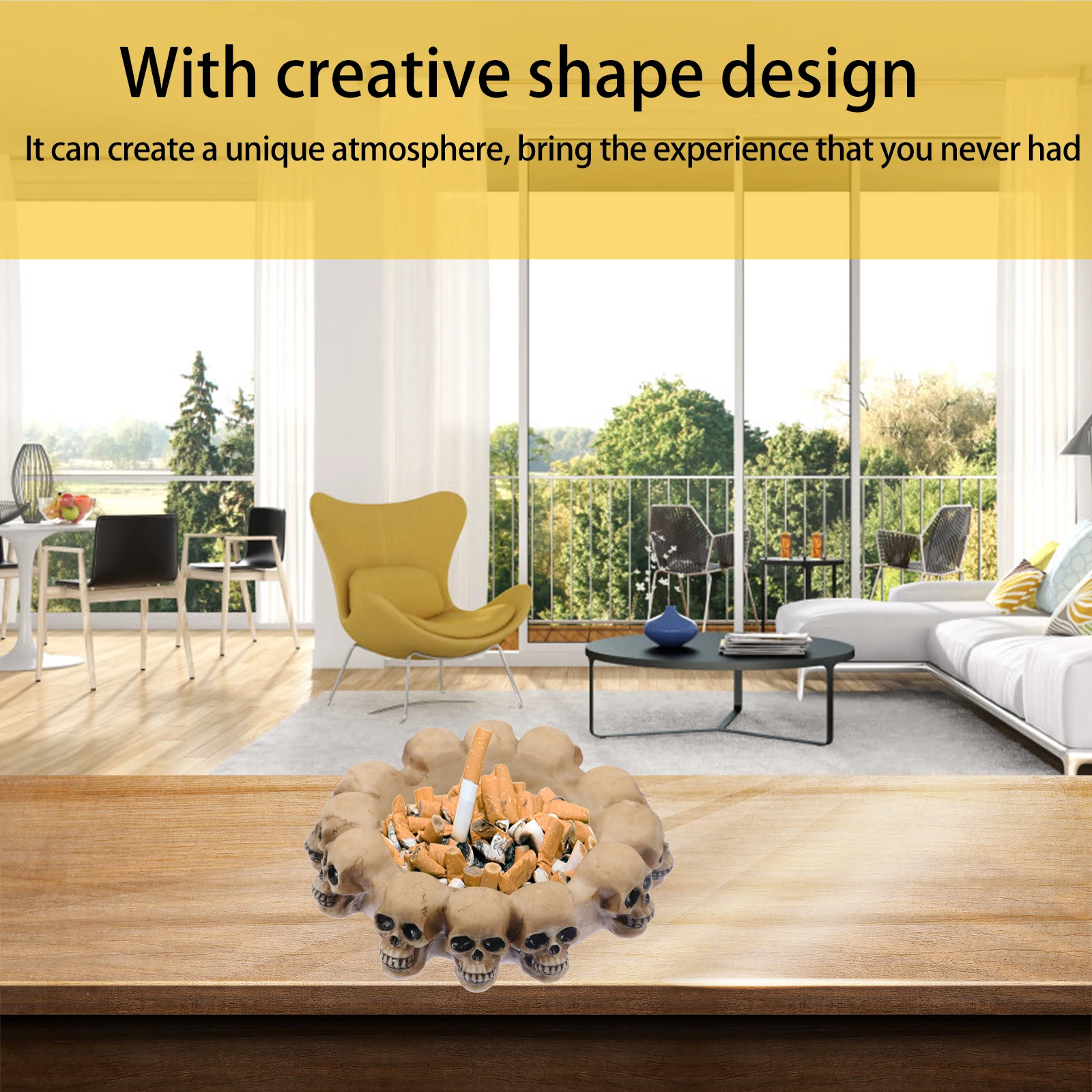 

Skull Ashtray Decoration Dining Room Table Holder Case Home Resin Office