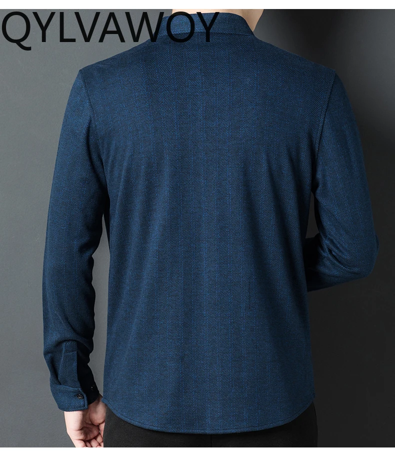 QYLVAWOY 100% Cashmere Shirt for Men Clothing Autumn Winter Mens Shirts Business Casual Long Sleeve Top 2024 Chemise Homme