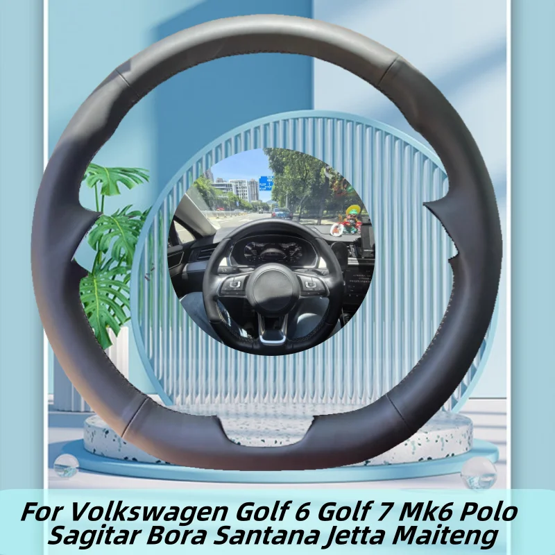 

Car Steering Wheel Cover For Volkswagen Golf 6 Golf 7 Mk6 Polo Sagitar Bora Santana Jetta Maiteng Hand-Sewn Microfiber Leather