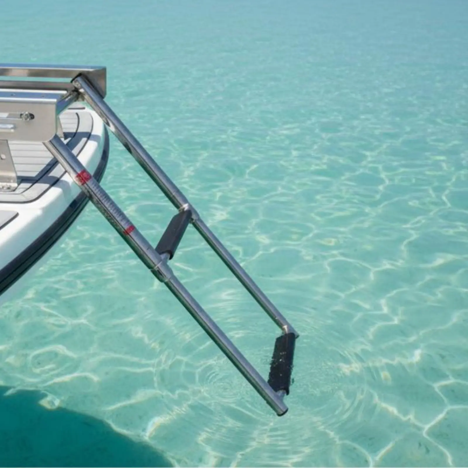 

2-Step Telescoping Boat Ladder Corrosion-Resistant-Corrosion Sliding Water Deck Ladder Non-Slip Steps Space-Saving Storage