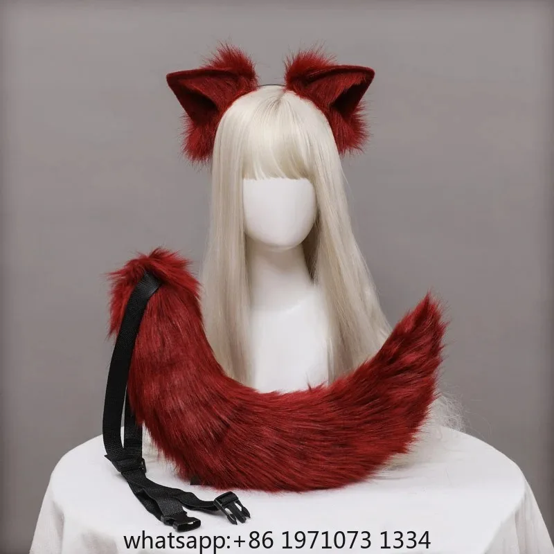 Plush Fox Tail Ears Anime Cosplay Sexy Woman Foxtail Headband Simulation Tail Lovely Lolita Headwear COSPLAY Props Halloween
