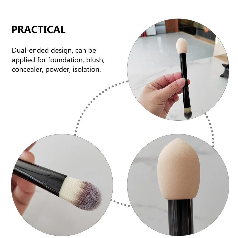 

Dual-Ended Makeup Brush Makeup Sponge Foundation Concealer Powder Brush Portable Professional Cosmetics Tool Gift for Women