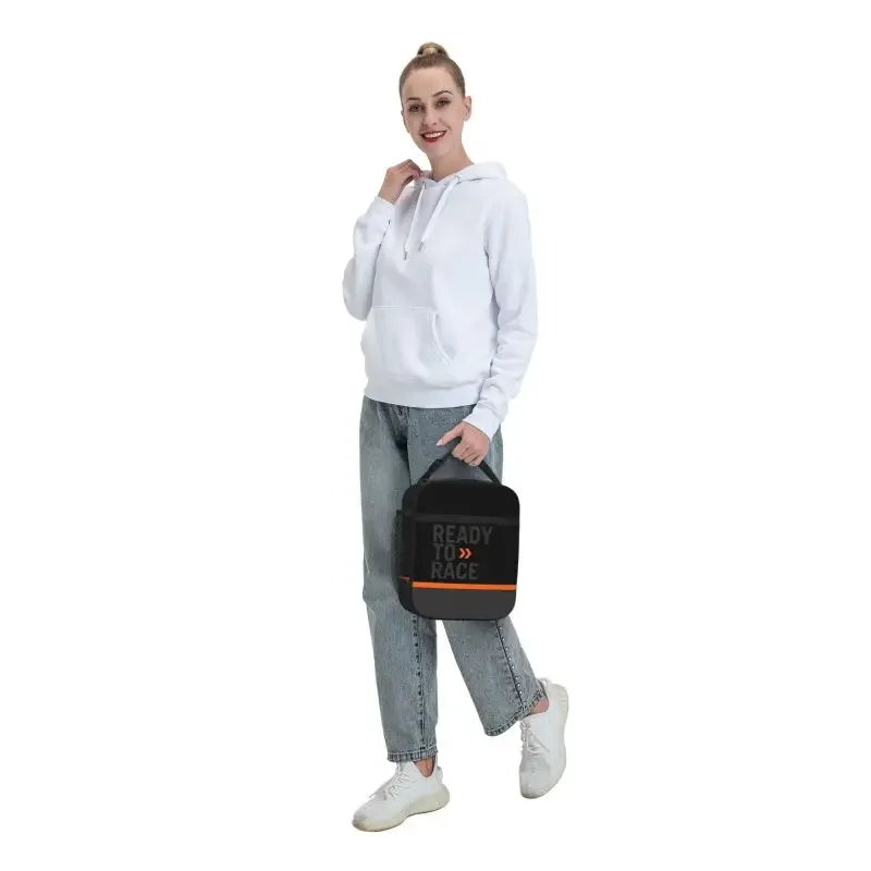 Custom Ready To Race Thermal Insulated Lunch Bag Motorcycle Rider Racing Sport Portable Lunch Bag for Work School Food Bento Box