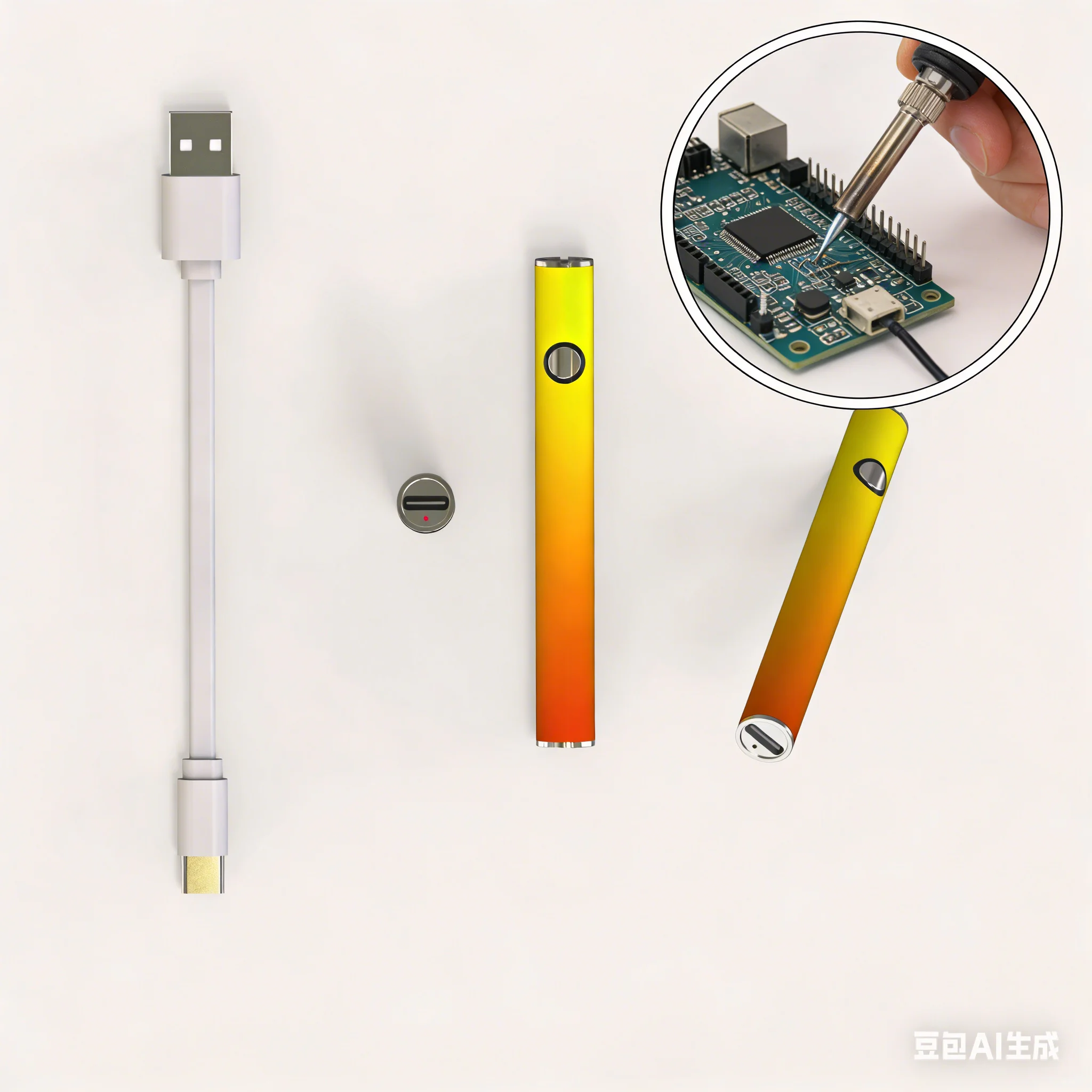 1 pièce, batterie 510 pour stylo, 11,2 mm 380 mAh rechargeable par Type-C, fer à souder électrique DIY, mini ampoule