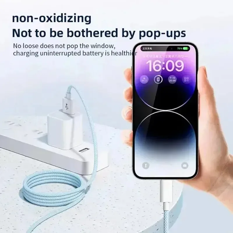 Cavo USB tipo C 6A 3 in 1 Cavi di ricarica super veloci da 66 W per Huawei Xiaomi Samsung Cavo dati Lightning OPPO per iPhone 1,2/2/3 M