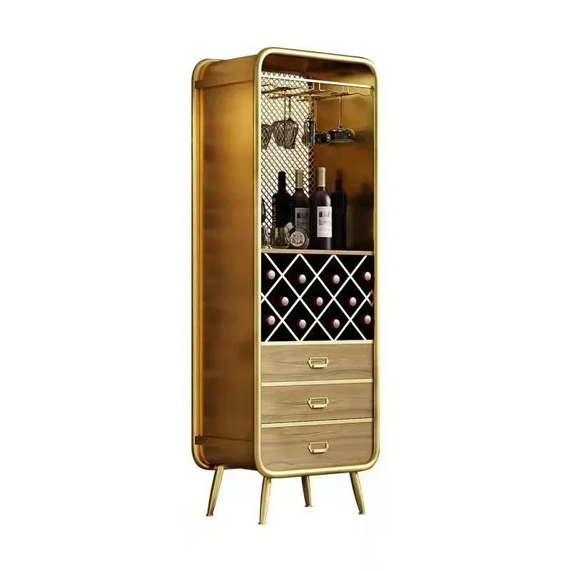 Modern Luxury Furniture Metal Frame Solid Wood Storage Cabinet Bar Wine Cabinet WB002