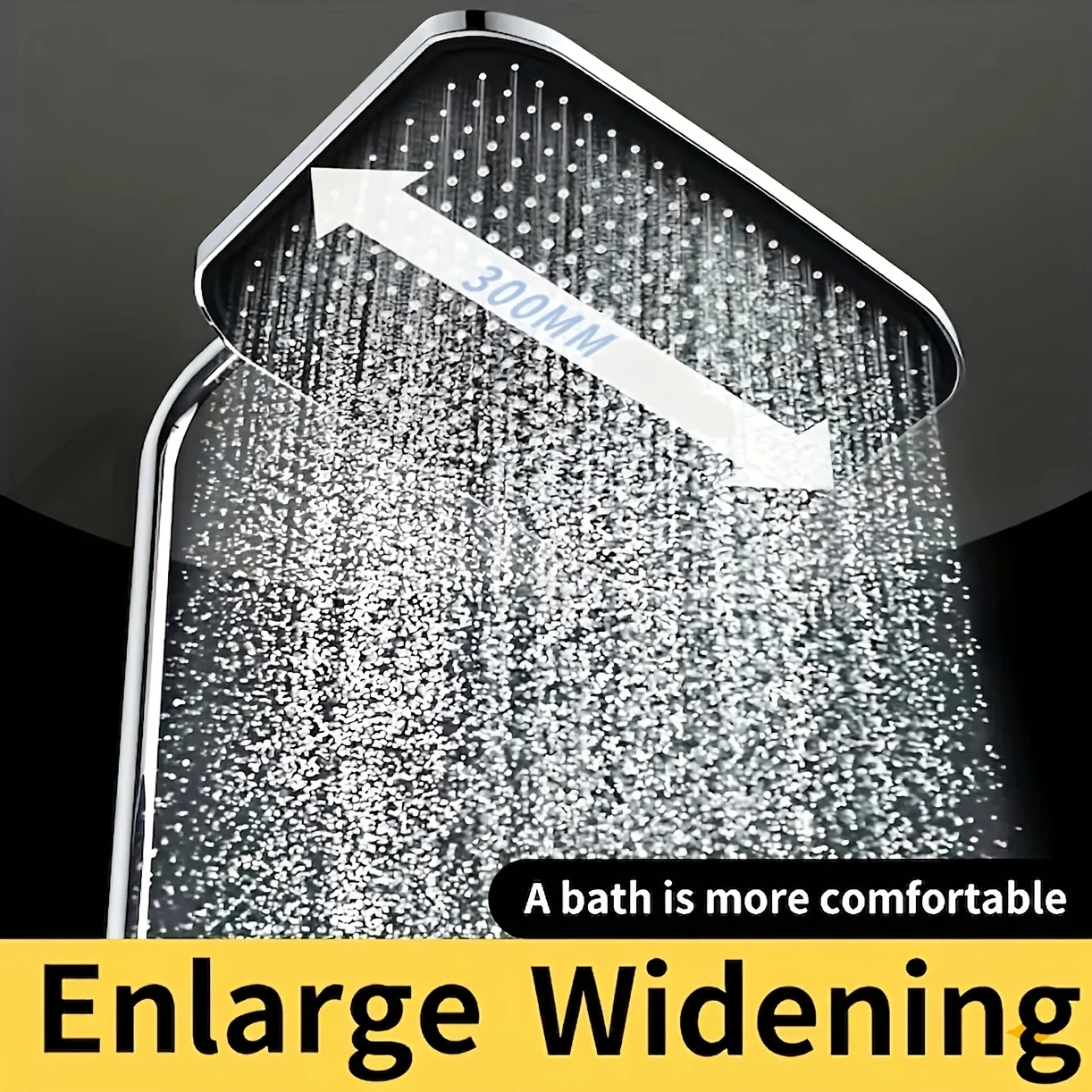 Yalandeng Electroplating / Black Large Flat Square Shower Head, Bathroom Ceiling Shower Head, Universal G1/2 Interface