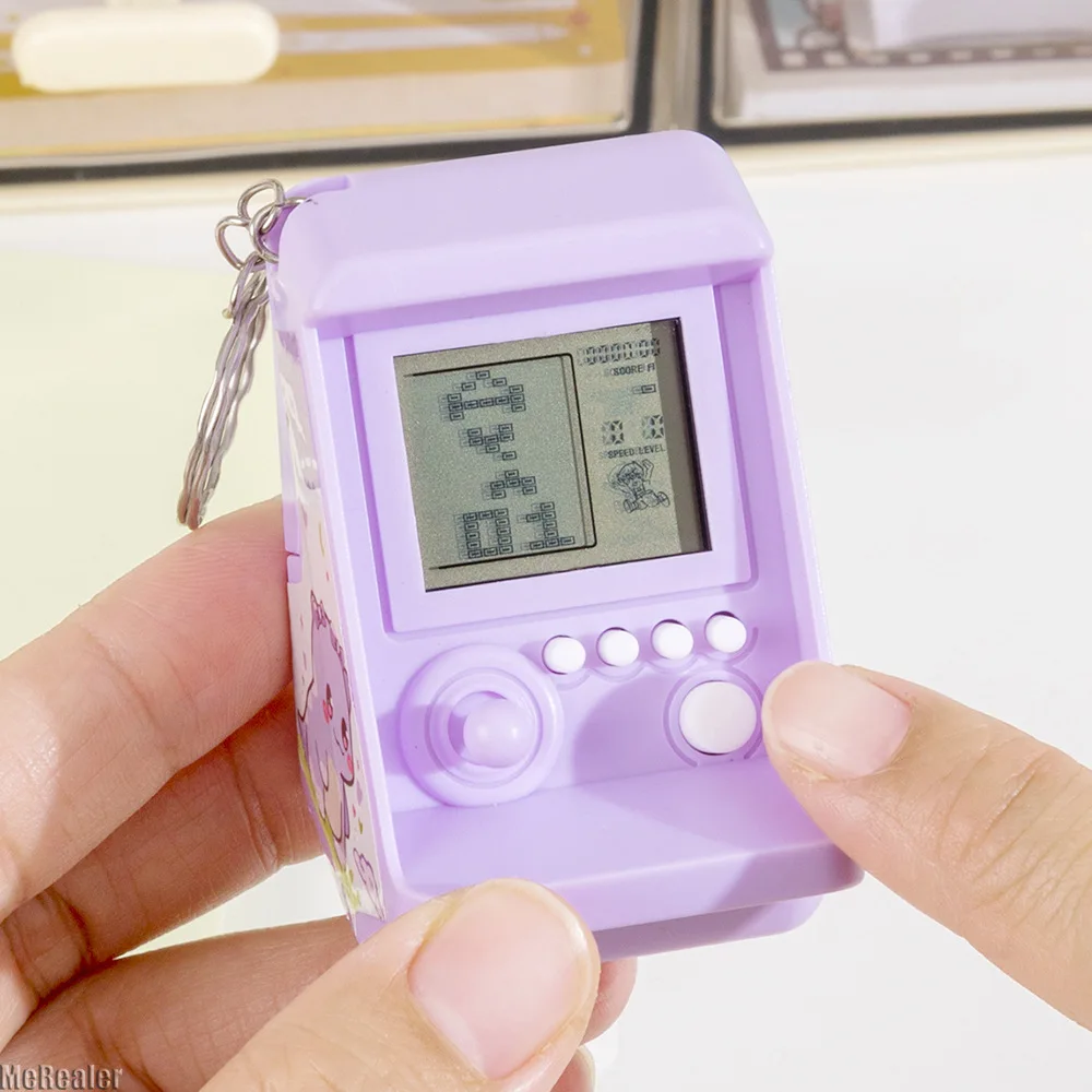 1PC Mini Classic Game Machine Retro Nostalgic Game With Gift Keyring Pets Pattern Kids Gift